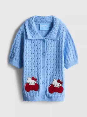 1,5–8 Jahre | Hello Kitty-Strickjacke mit Kragen und kurzen Shorts