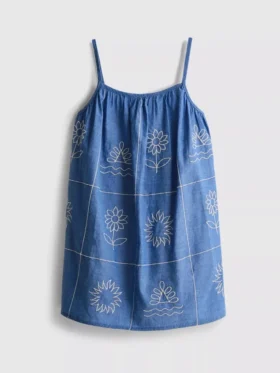 1,5–9 Jahre | Besticktes Chambray-Trägerkleid