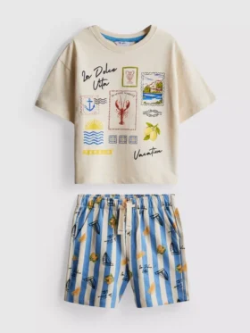 1–9 Jahre | Dolce Vita Set aus T-Shirt mit Aufdruck und Shorts