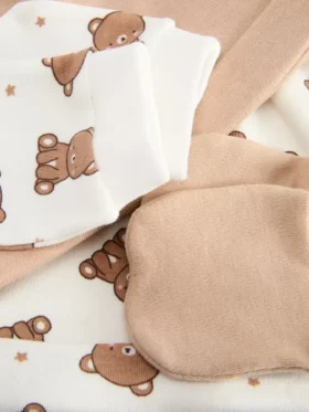 2er-Pack Teddybär-Set mit Mütze und Fäustlingen für Neugeborene