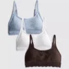 3er-Pack nahtlose Bralettes mit Spitzenbesatz