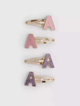4er-Pack Haarspangen mit Initialen und Druckknopf