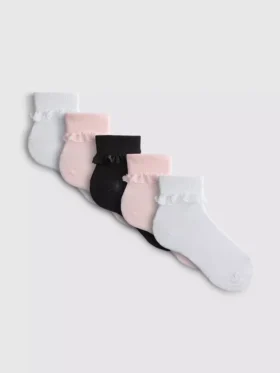 5er-Pack Knöchelsocken mit Tüllbesatz