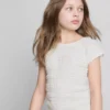 7–15 Jahre | Bluse mit gekräuselten Flügelärmeln und Spitzenbesatz