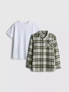 7–15 Jahre | Set aus T-Shirt und Karohemd