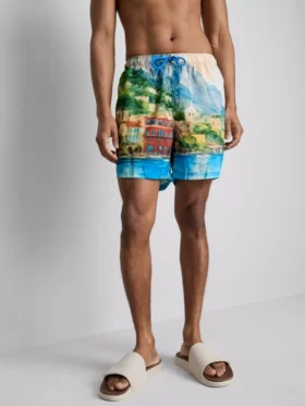 Bade-Shorts mit Landschaftsmotiv