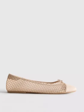 Ballerinas aus Mesh mit eckiger Zehenpartie