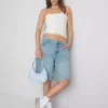 Bandeau-Top aus Baumwollmischung mit Spitze