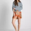 Bedruckte Shorts mit hoher Taille