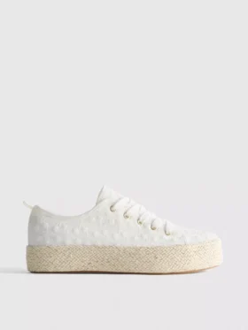 Flache Sneaker aus Canvas und Jute