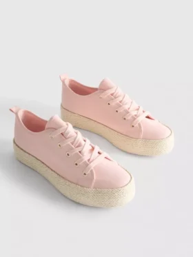 Flache Sneaker aus Canvas und Jute