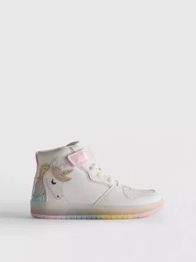 Leuchtende High-Top-Sneaker mit Einhorn-Motiv