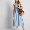 Midi-Kleid aus Baumwolle mit Knopfleiste