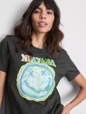 Nirvana-Band-T-Shirt aus gewaschener Baumwolle