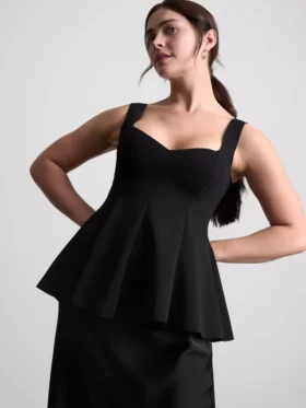 Peplum-Oberteil aus Krepp mit Herzausschnitt