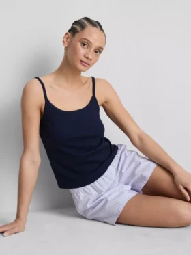 Pointelle-Cami-Lounge-Top mit hohem Baumwollanteil