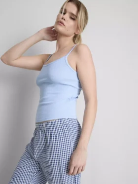 Pointelle-Cami-Lounge-Top mit hohem Baumwollanteil