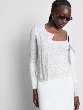 Pointelle-Strickjacke und Top im Set
