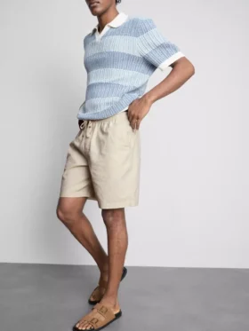Shorts aus Leinenmischung mit Kordelzug